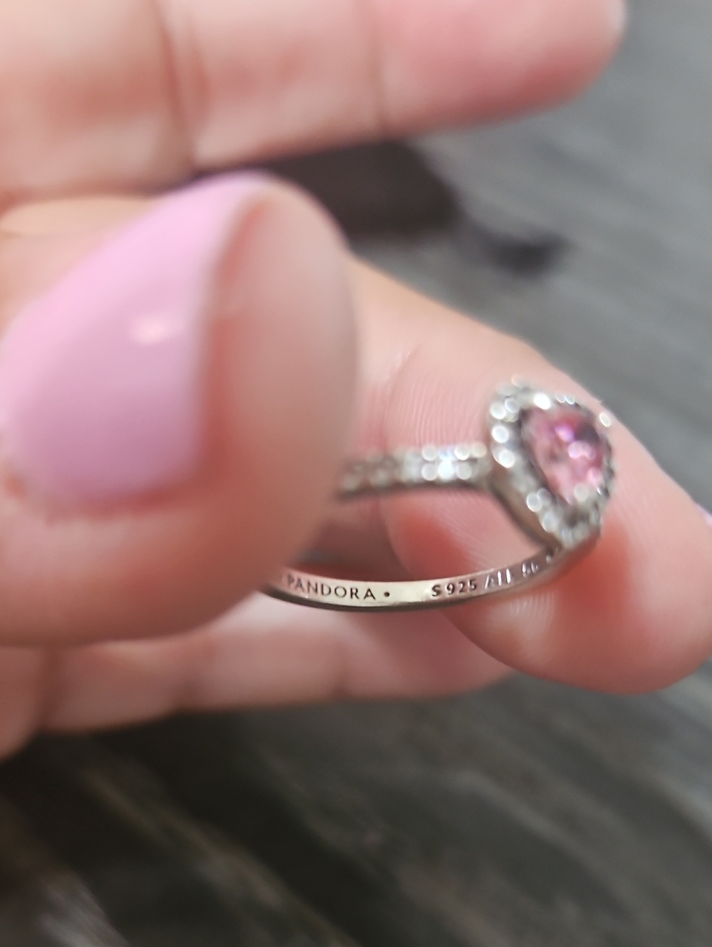 Pandora Elevated Pink Heart Ring 7.5 - Picture 4 of 4
